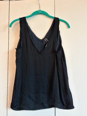 Anthropologie black silky v-neck tank top M